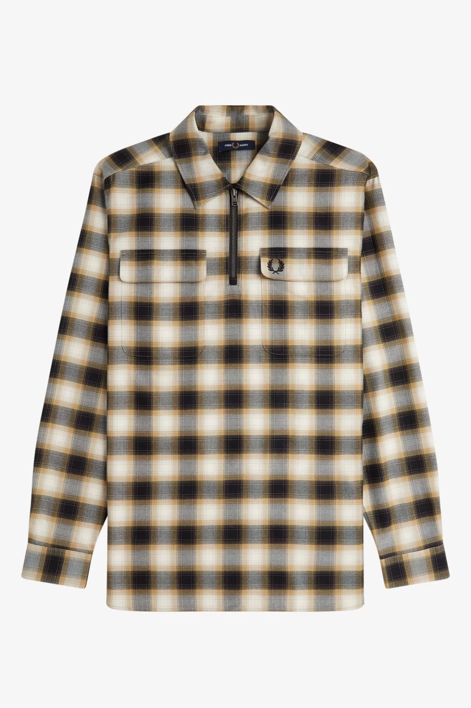 MULHER Fred Perry Camisa Em Padrão De Xadrez Com Meio Fecho De Correr