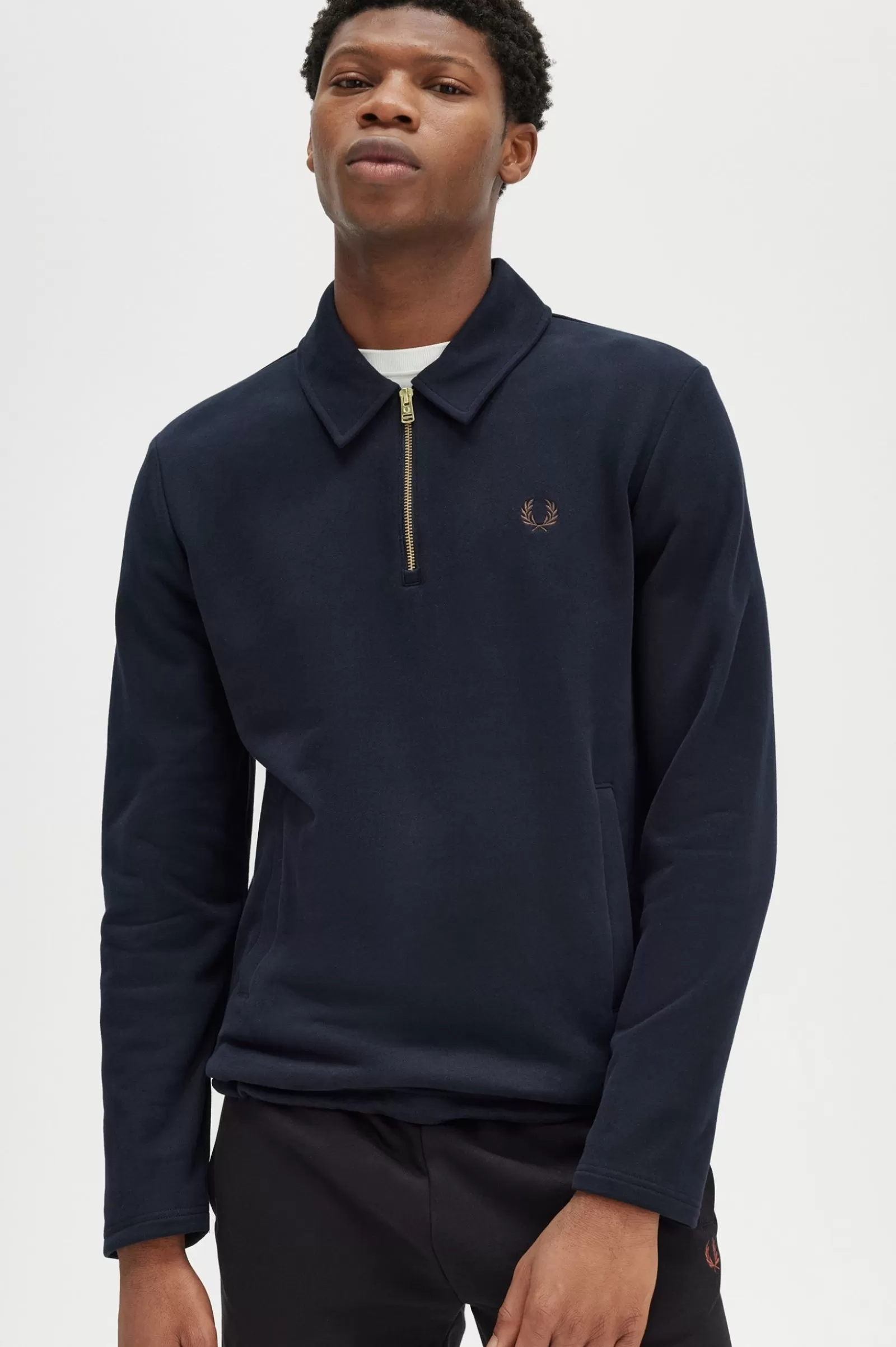 MULHER Fred Perry Camisola De Corte Largo Com Meio Fecho De Correr